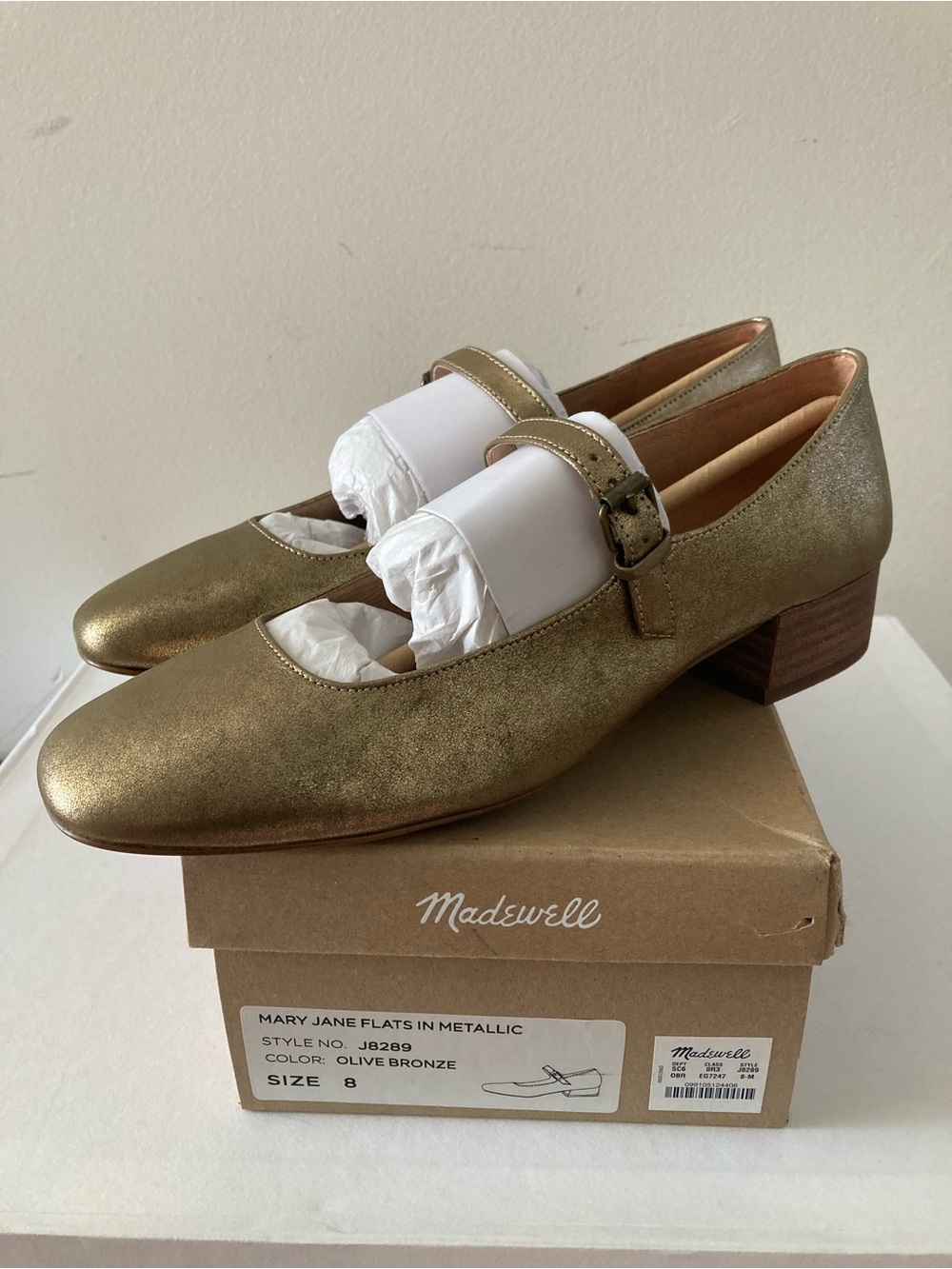 Madewell Delilah Mary Jane in metallic bronze olive